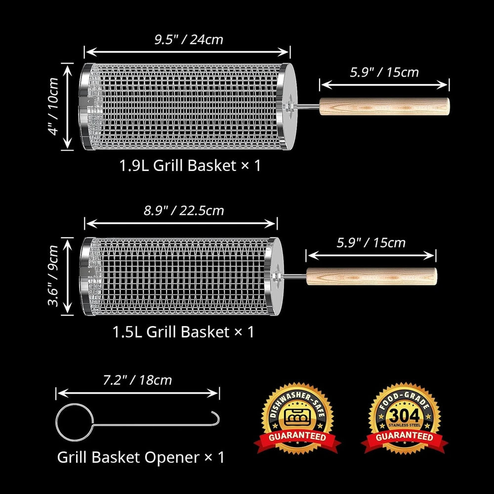 Ivtivfu Rolling Grill Basket Set