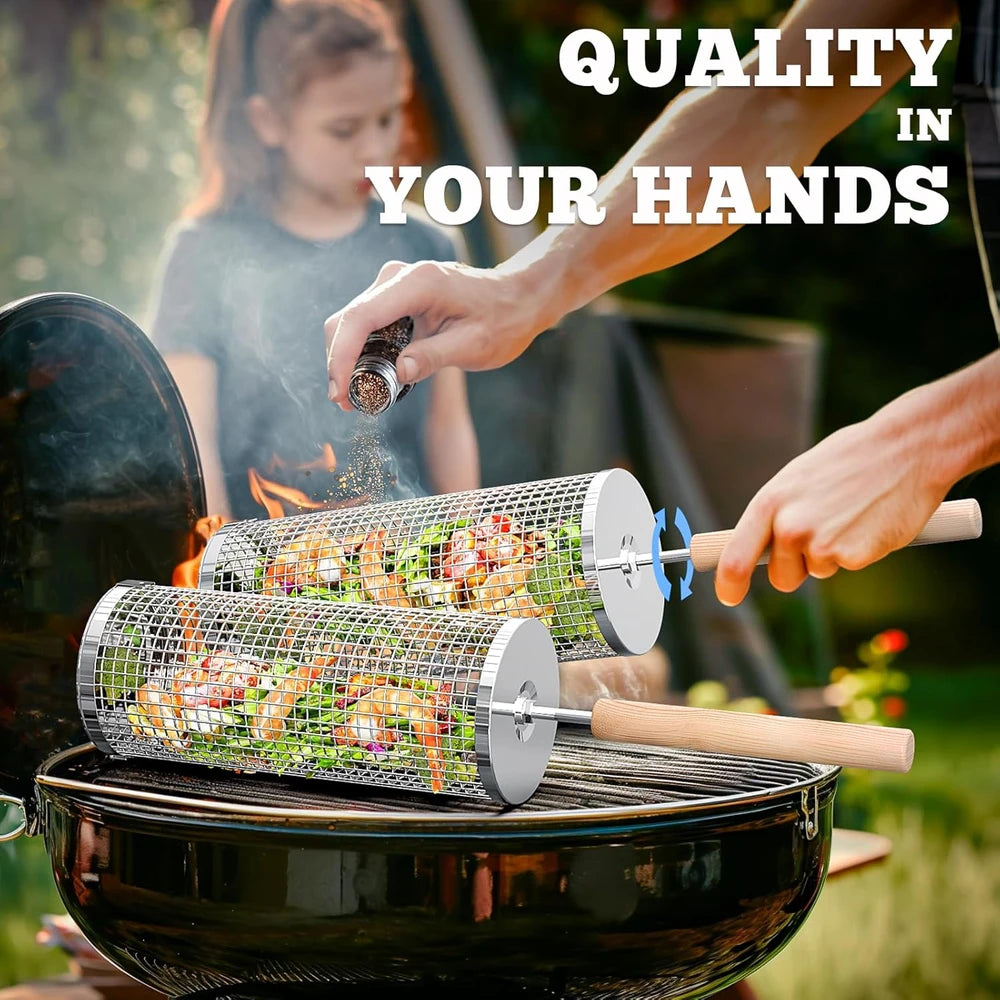 Ivtivfu Rolling Grill Basket Set