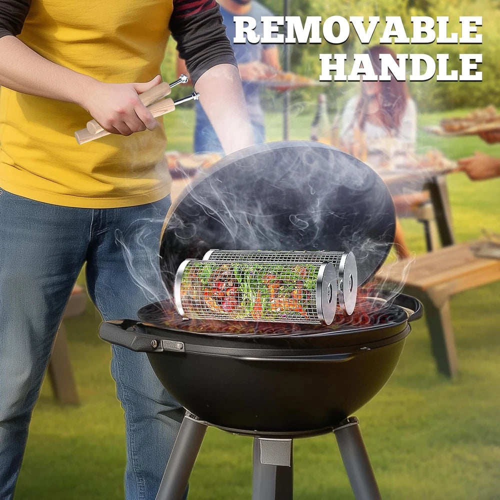 Ivtivfu Rolling Grill Basket Set