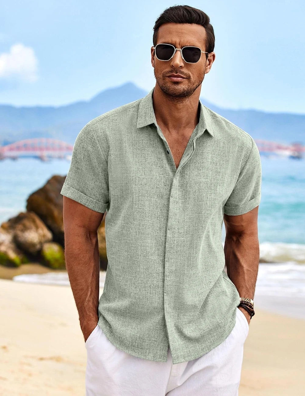 Lightweight Linen Blend Short Sleeve Shirt