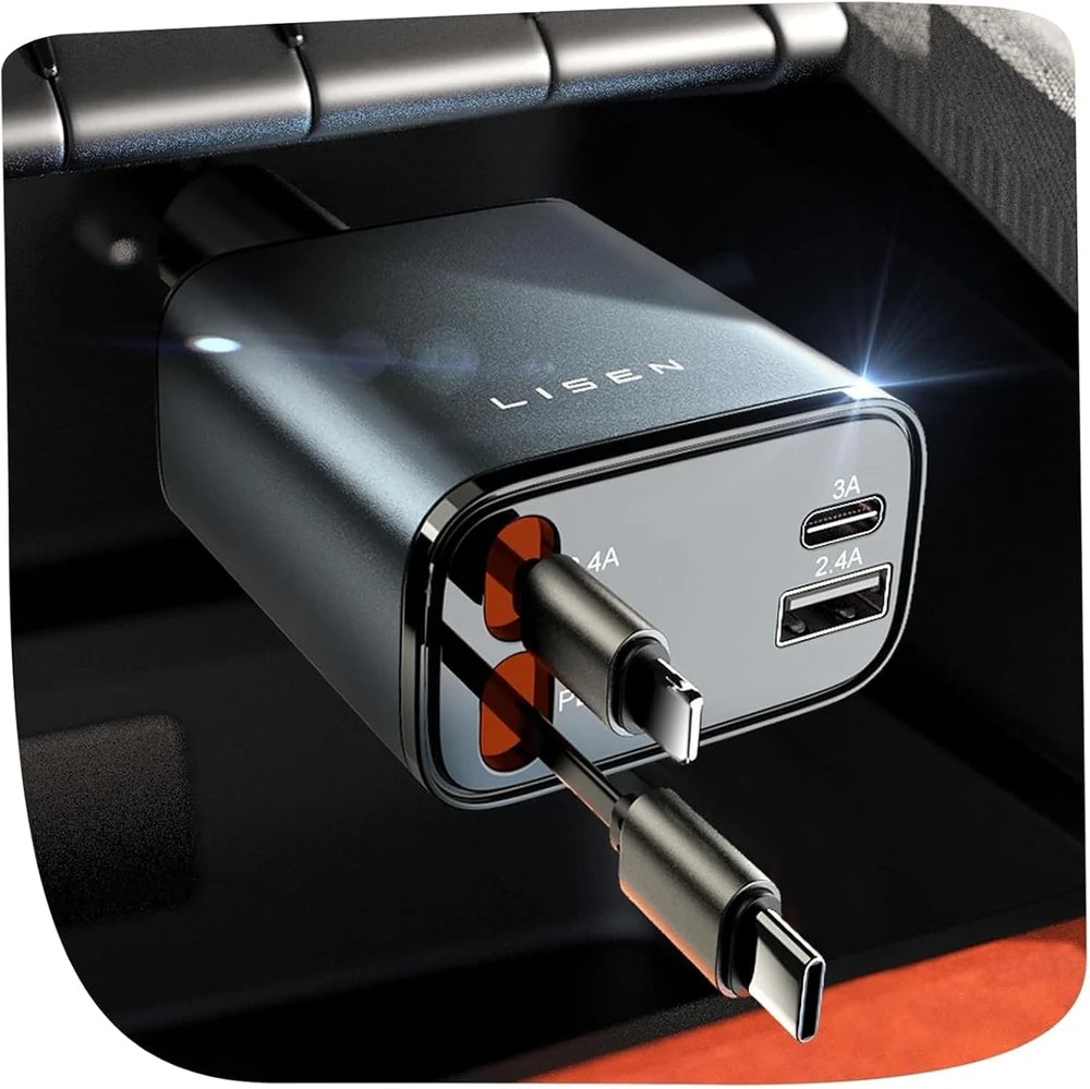 LISEN Retractable Multi-Device Car Charger