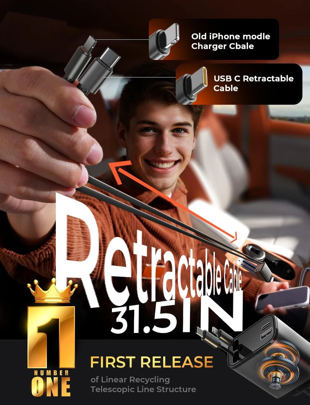 LISEN Retractable Multi-Device Car Charger
