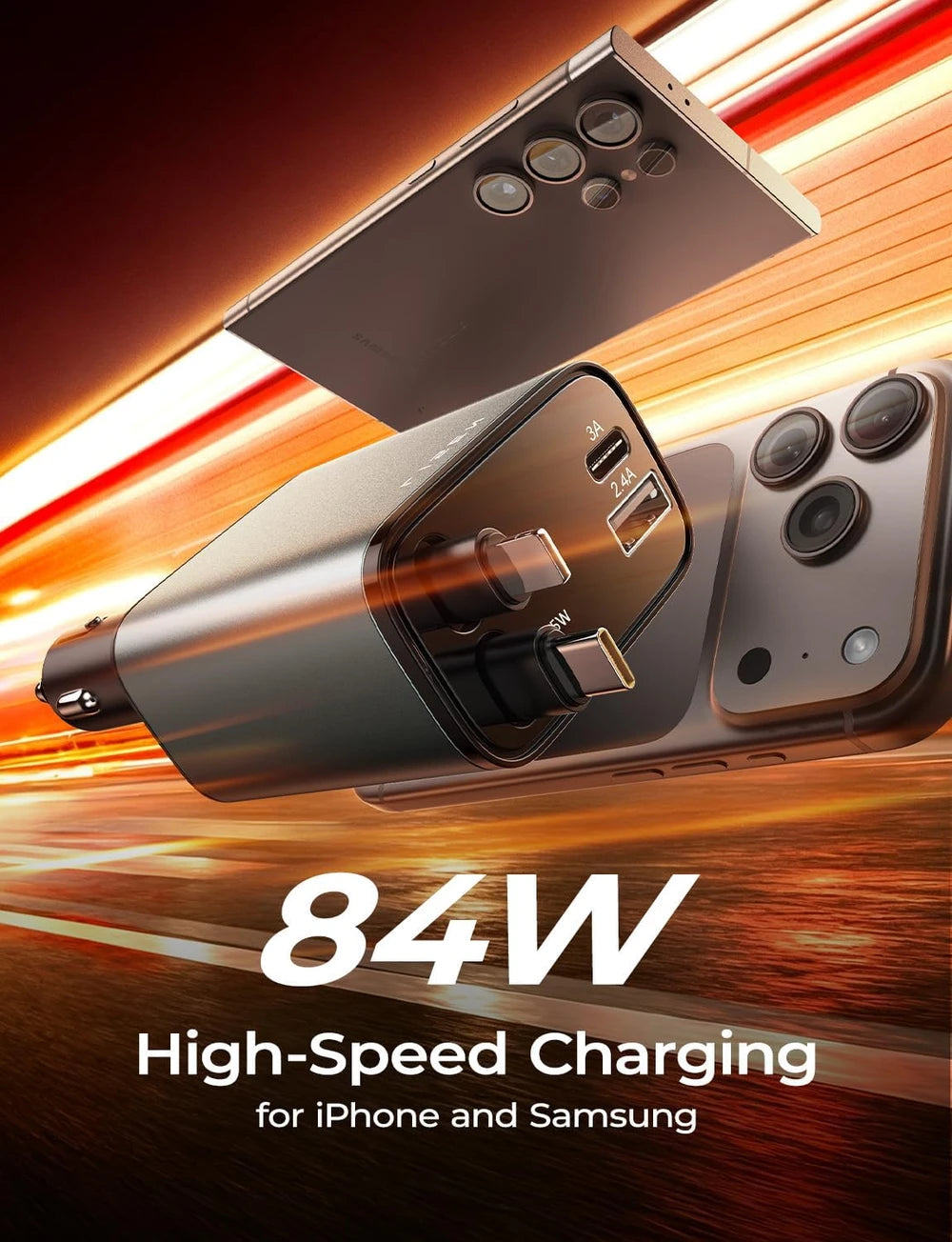 LISEN Retractable Multi-Device Car Charger